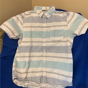 Vans Blue and White Striped Men's Shirt